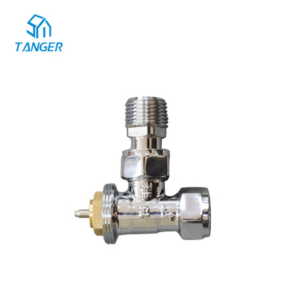 วาล์วหม้อน้ำเทอร์โมสแตติกขัดเงา Angled Trv Chrome 15mm X1/2&quot;