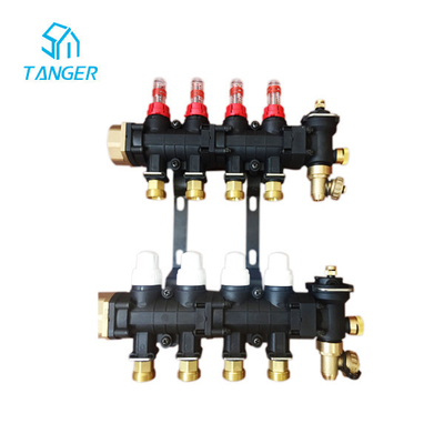 8 พอร์ต 10 พอร์ต 12 พอร์ต 4 โซนเครื่องทำความร้อนใต้พื้น Manifold Actuator Hydronic